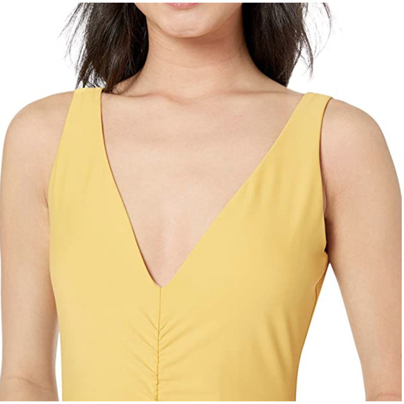Vicious Young Babes Ruched Front One Piece Swimsuit Daylight Honey Yellow LARGE - Picture 3 of 8